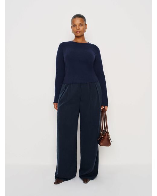 Reformation Blue Marion Low Rise Pant Es