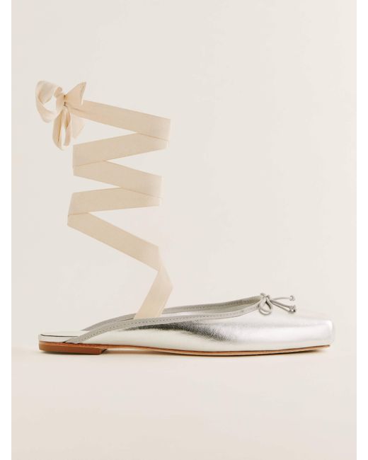 Reformation Natural Megan Lace Up Ballet Flat