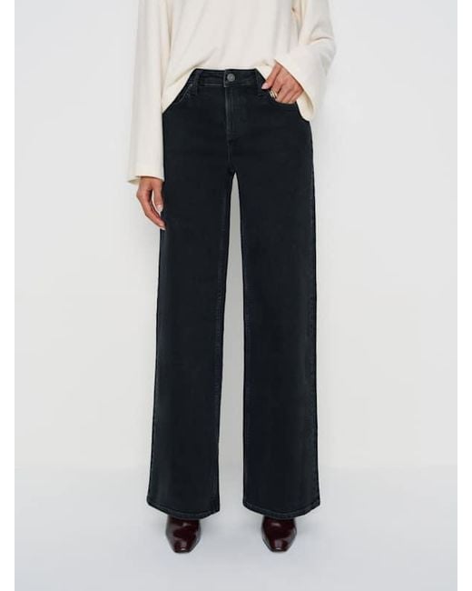 Reformation White Greta Super Stretch Low Rise Wide Leg Jeans