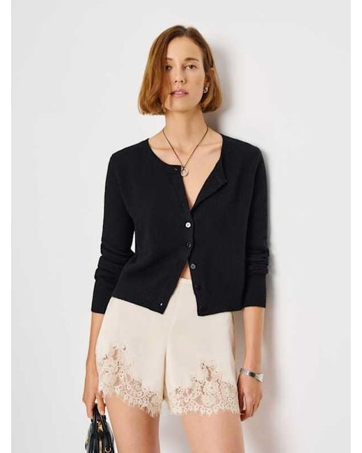 Reformation Black Clara Cashmere Crew Cardigan