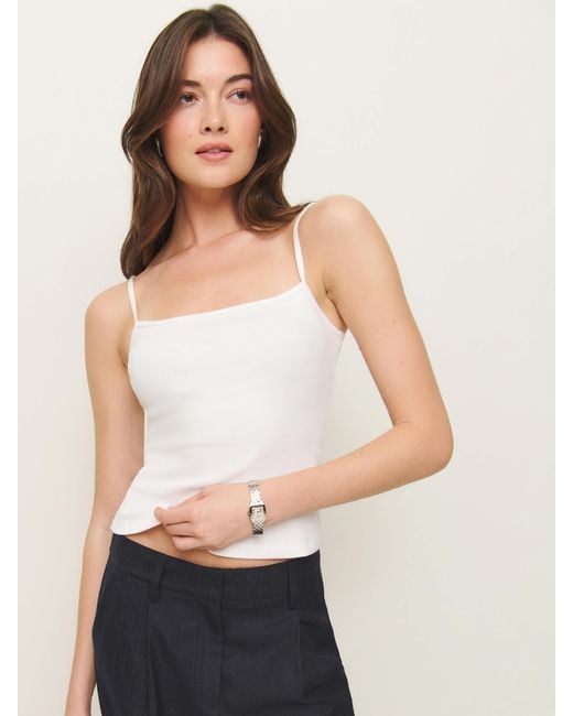 Reformation Natural Sleeveless Straight Neckline Tank
