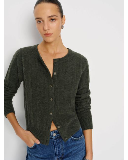 Reformation Blue Hannah Crew Cardigan Wool