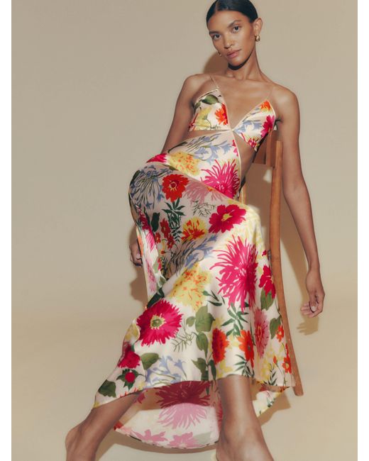 Reformation Multicolor Poppies Silk Dress 10