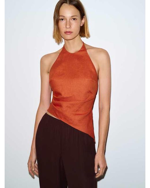 Reformation Red Reese Linen Top 6