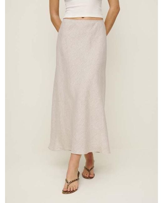 Reformation Natural Layla Linen Skirt