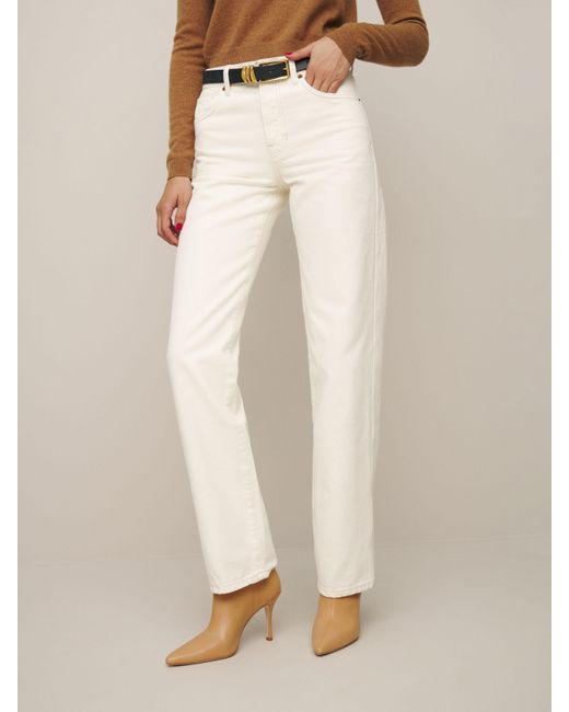Reformation Natural Rowe Mid Rise Relaxed Straight Jeans
