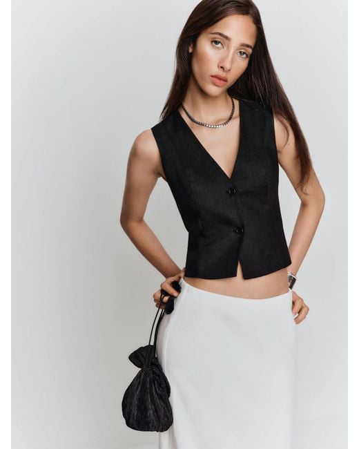 Reformation Blue Anita Linen Vest