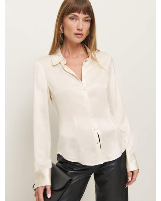 Reformation Natural Jodie Satin Top