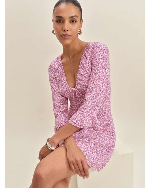 Reformation Lyssa Dress in Pink | Lyst Reformation Lyssa Dress in Pink | Lyst