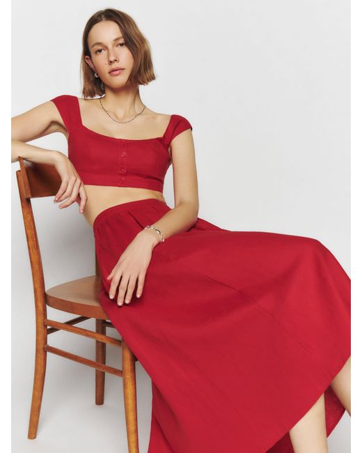 Reformation Red Teya Linen Two Piece