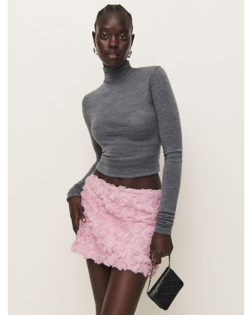 Reformation Gray Carla Low Waist Skirt