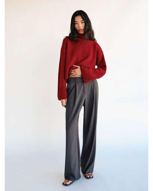 Reformation Red March Regenerative Wool Cropped Turtleneck