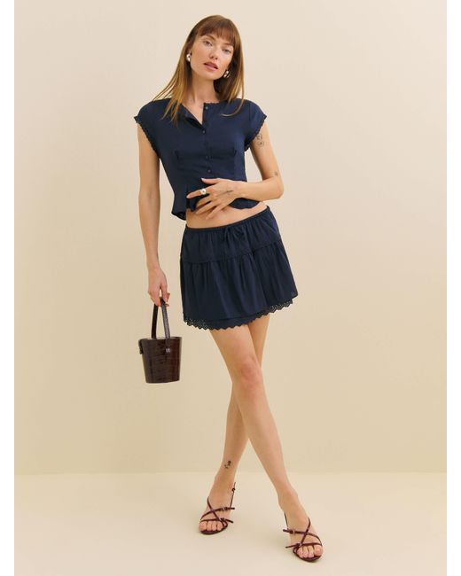 Reformation Blue Valetta Two Piece