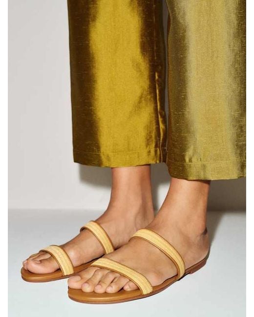 Reformation White Lenora Flat Sandal Raffia 5