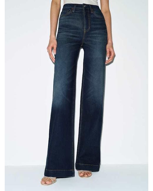 Reformation Blue Bex Super Stretch High Rise Wide Leg Jeans Cotton