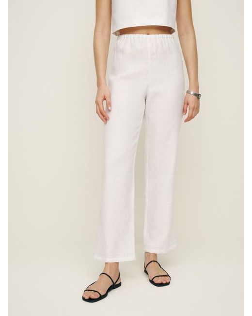 Reformation Natural Petites Remi Cropped Linen Pant