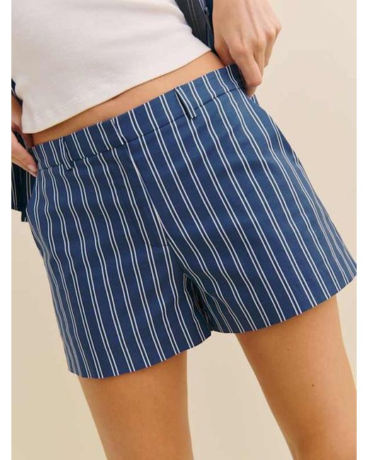 Reformation Blue Austin Poplin Short French Stripe 4
