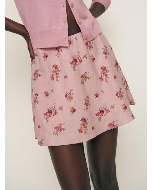 Reformation Pink Brandy Linen Skirt