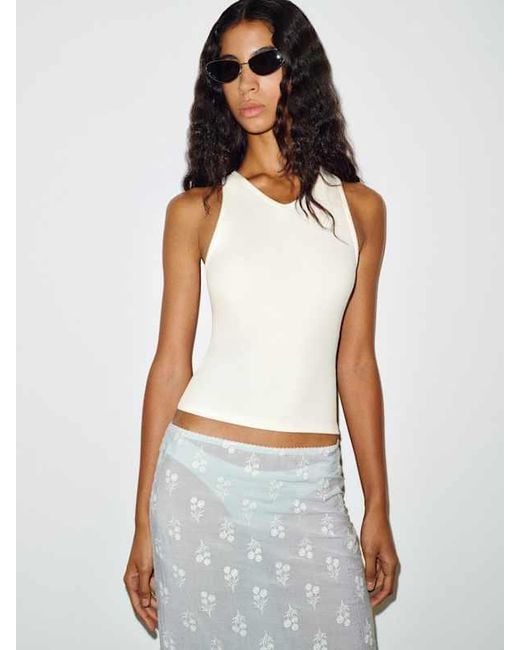 Reformation White Cherry Knit Top