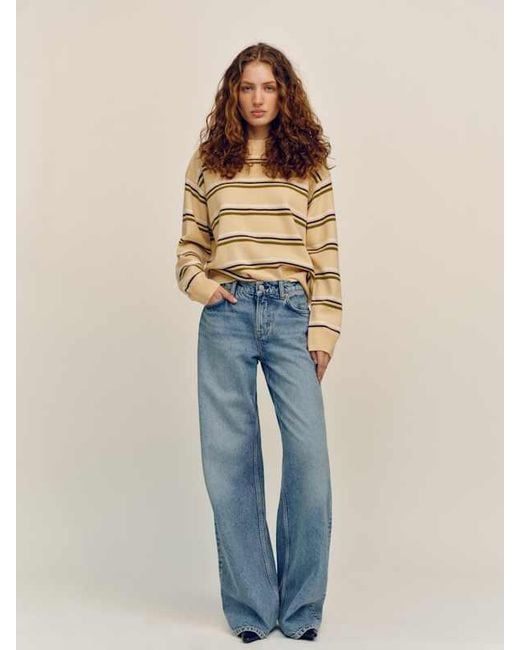 Reformation Blue Fabian Crew Sweater