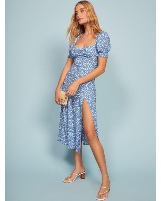 Reformation Lacey Floral Dress in Blue | Lyst