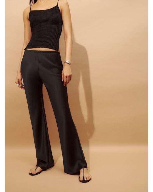 Reformation Natural Gale Satin Mid Rise Bias Pant