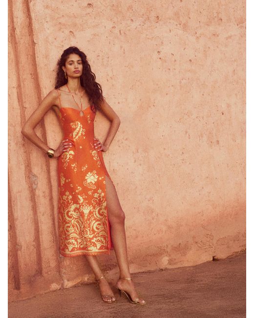 Reformation Sophie Silk Dress in Orange | Lyst UK