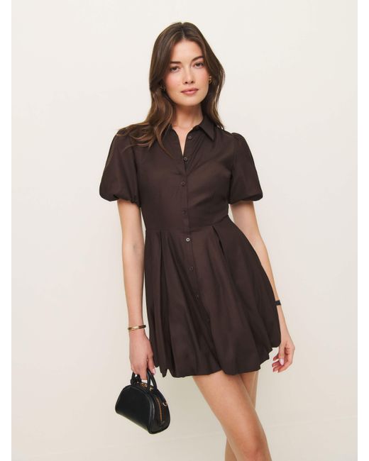 Reformation Black Button-Down Mini Dress