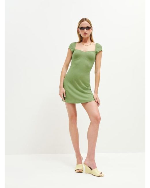 Reformation Green Percy Knit Dress