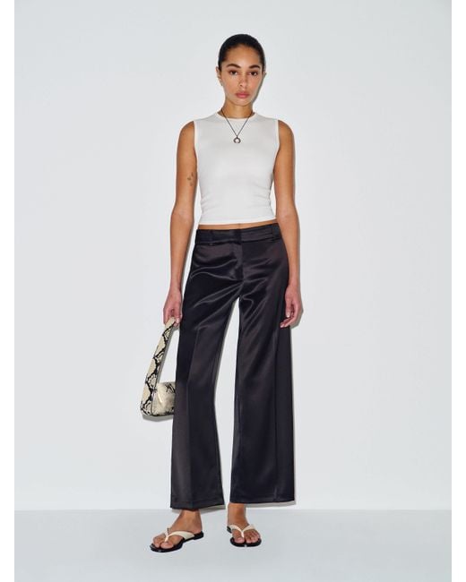 Reformation White Gisele Satin Low Rise Cropped Pant 0