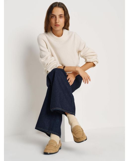 Reformation Women's Blue Francine Ruched Loafer 6