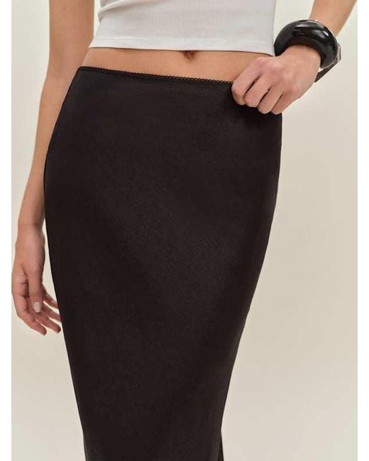 Reformation Black Layla Linen Skirt