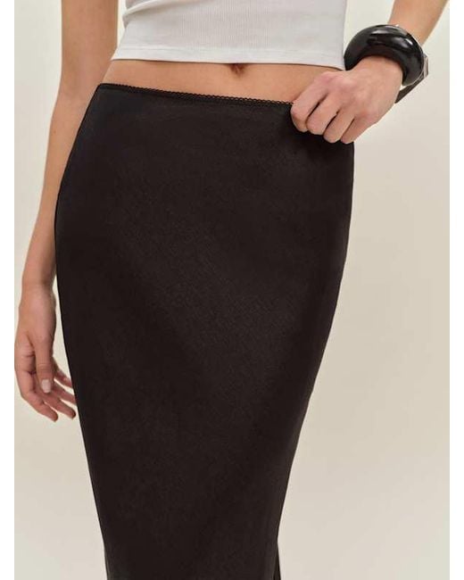 Reformation Black Layla Linen Skirt