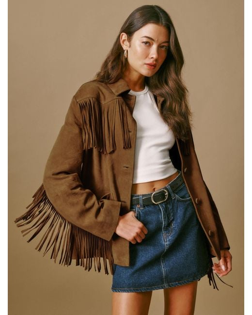Reformation Brown Veda Houston Suede Jacket