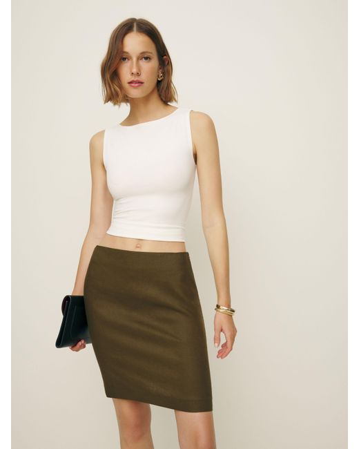 Reformation Natural Rina Low Waisted Linen Skirt