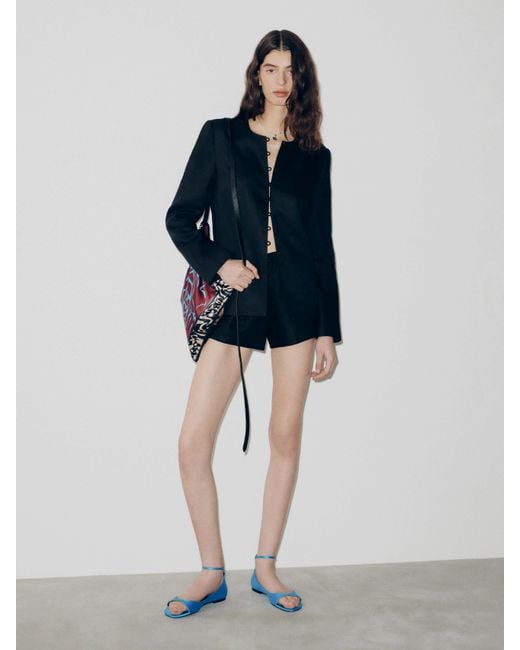 Reformation Blue Ellis Jacket Linen