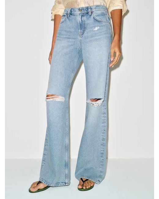 Reformation Blue Cary Low Rise Slouchy Wide Leg Jeans Denim