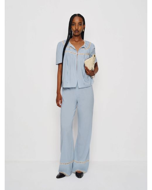 Reformation Blue Buttercup Hour Pj Set Powder Lace