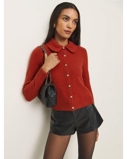 Reformation Red Nyla Regenerative Wool Cardigan