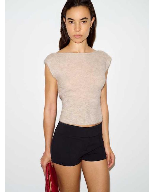 Reformation Natural Rhiannon Sheer Alpaca Sweater Top