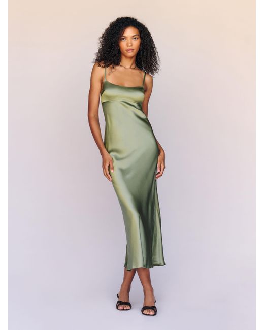 Reformation Green Kailyn Silk Dress