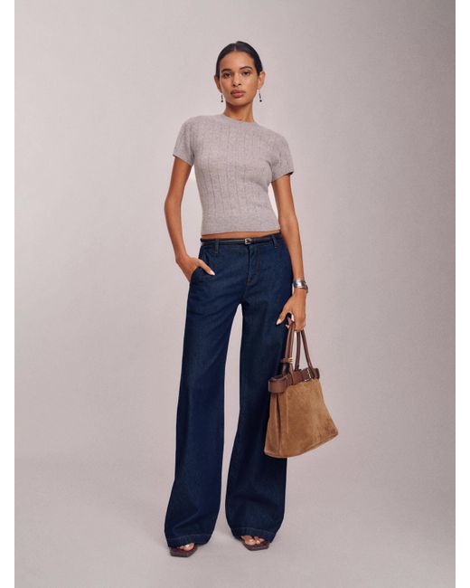 Reformation Blue Elio Low Rise Denim Trouser