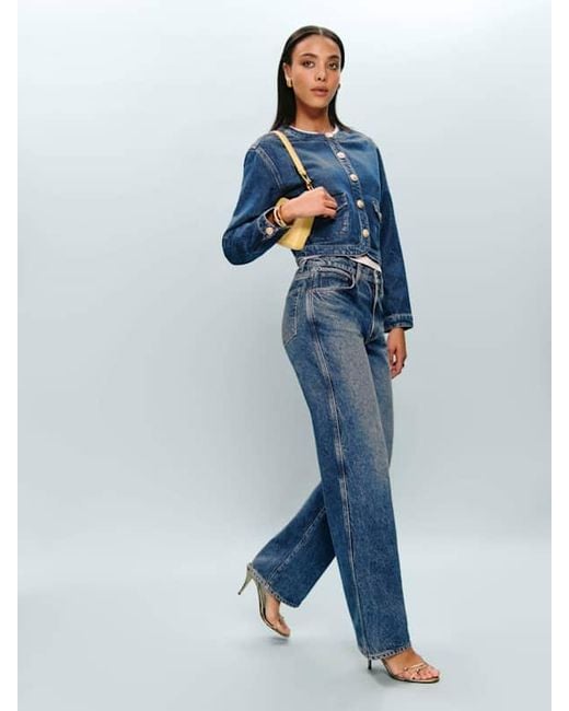 Reformation Blue Braxton Denim Jacket