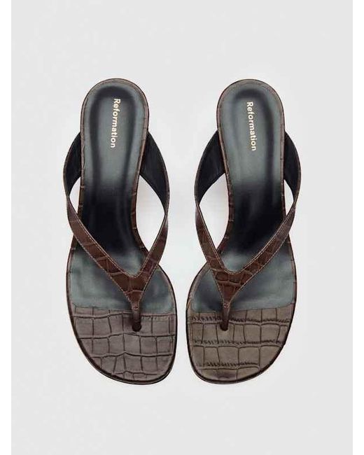 Reformation Natural Sophie Heeled Sandal Croc-Effect 5
