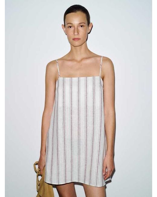 Reformation White Aubree Linen Dress