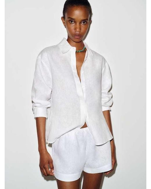 Reformation White Andy Oversized Linen Shirt