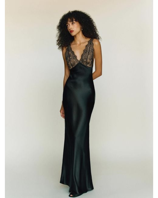 Reformation Katty Silk Dress in Black | Lyst