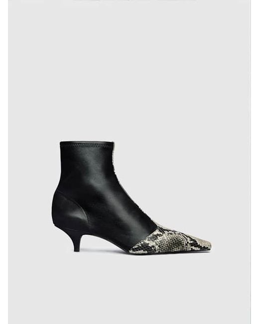 Reformation Black Robbie Ankle Boot Snake Stretch 6