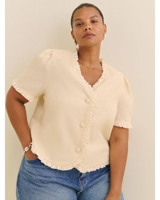 Reformation Natural Bess Linen Top Es