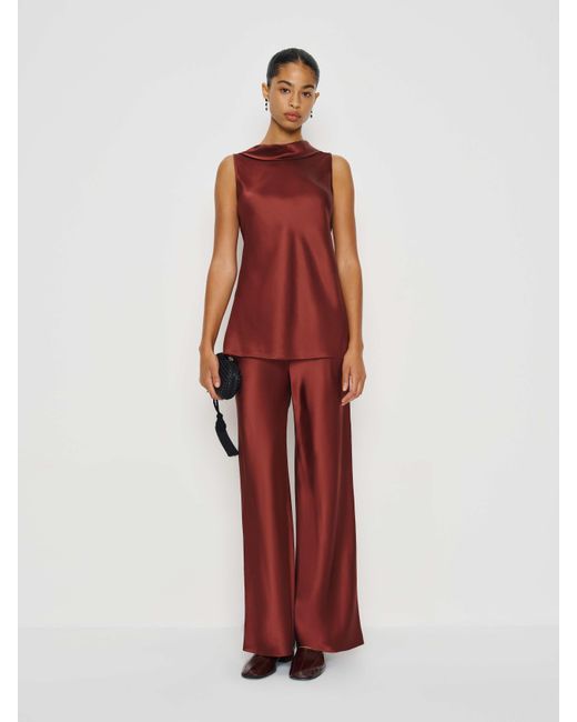 Reformation Red Angela Silk Two Piece